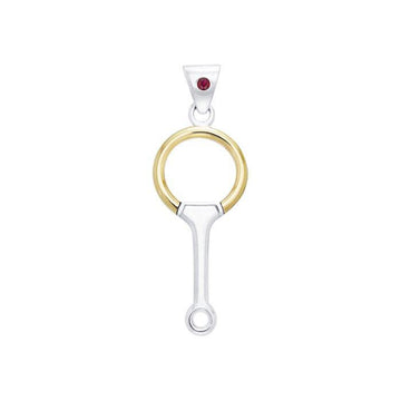 Eggbut Snaffle Horse Bits silver with 14k gold accents Pendant MPD2244 - Jewelry